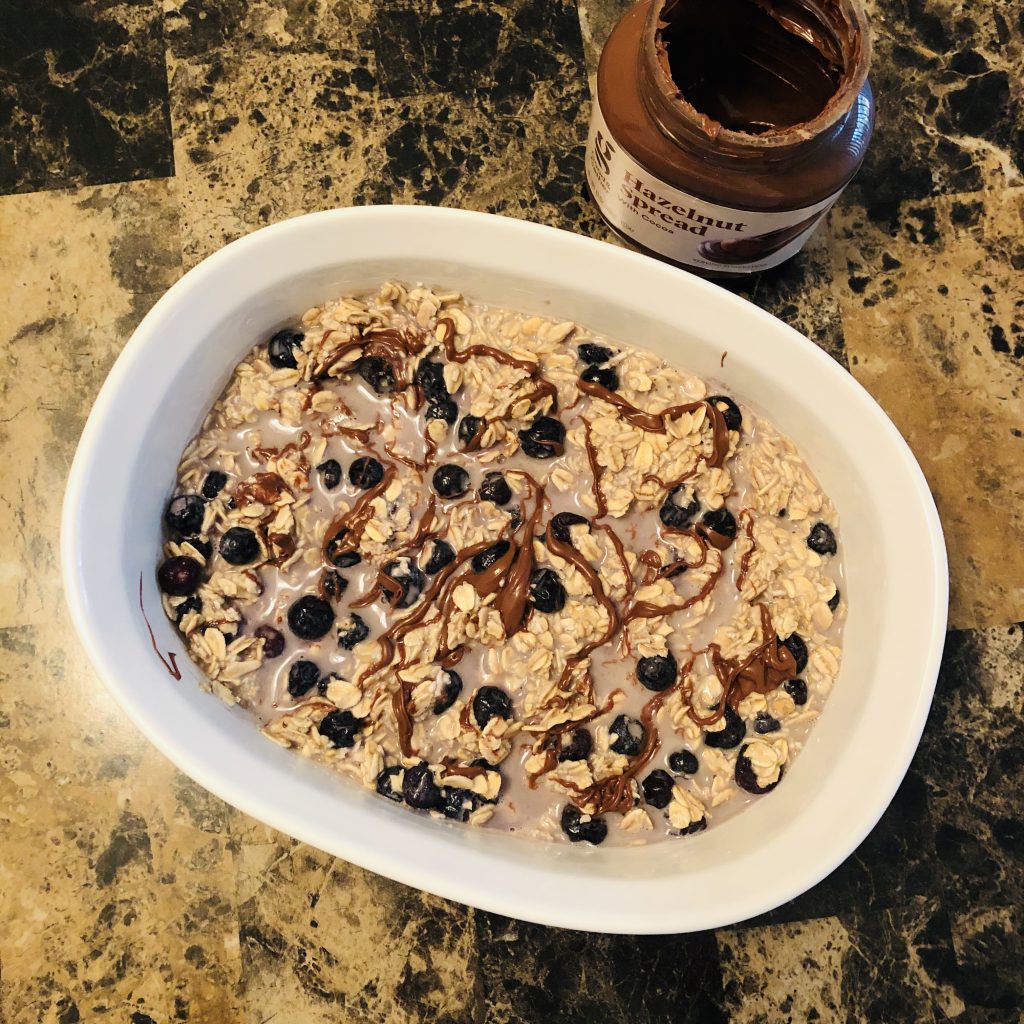 blueberry Nutella baked oatmeal healthy breakfast recipe