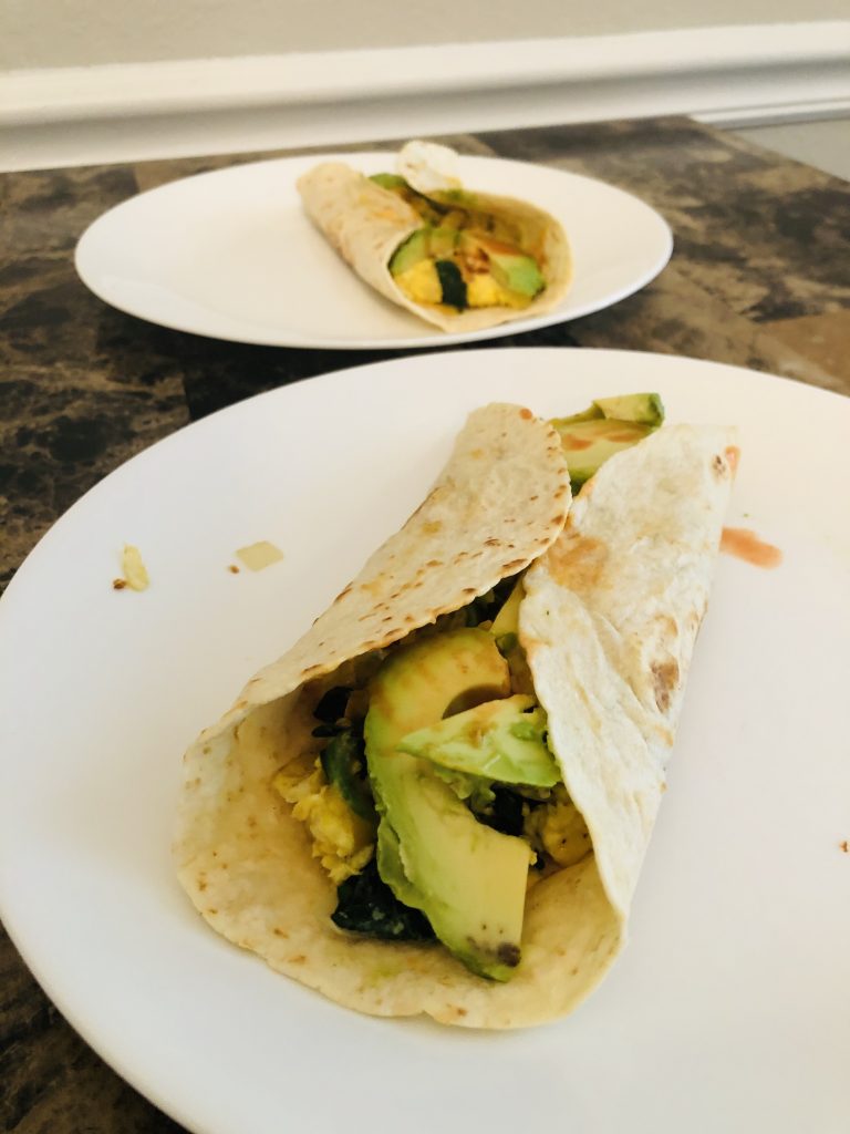 veggie and egg burrito healthy breakfast