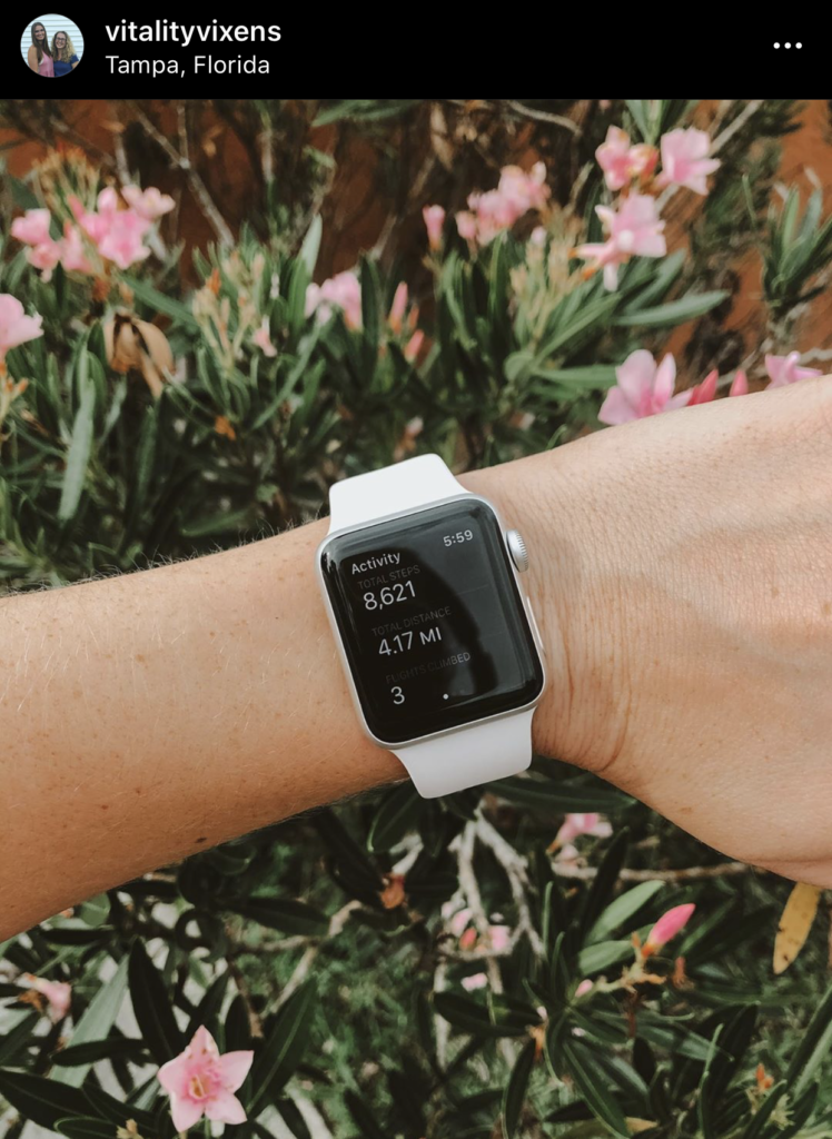 Apple Watch for tracking steps, miles, and daily workouts
