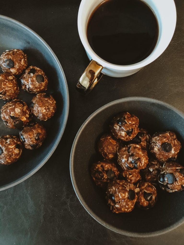 Mocha Chocolate Chip Energy Balls! (Easy No-Bake Recipe). Perfect paired with a cup of coffee.