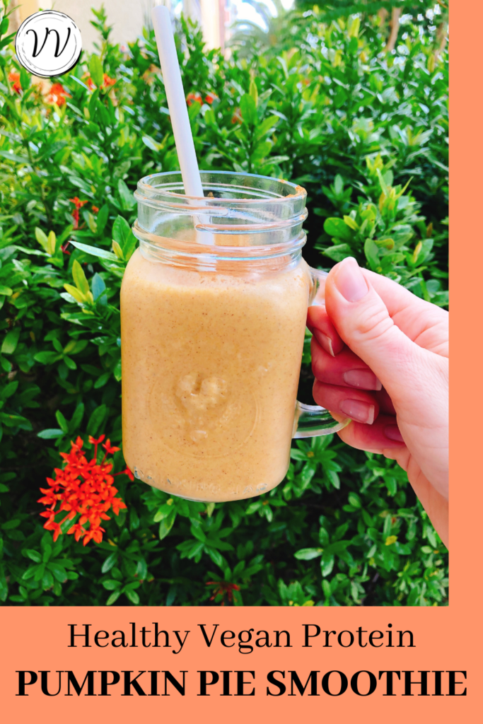 The easiest & most delicious vegan protein pumpkin pie smoothie! Perfect for fall (or any other time of year) for a healthy breakfast.