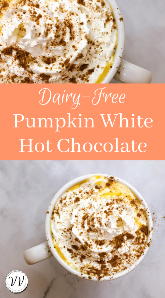 A vegan version of the delicious fall beverage, the pumpkin white hot chocolate. Perfect to cozy up on the couch with a book & blanket. | Vitality Vixens | Healthy Lifestyle Blog