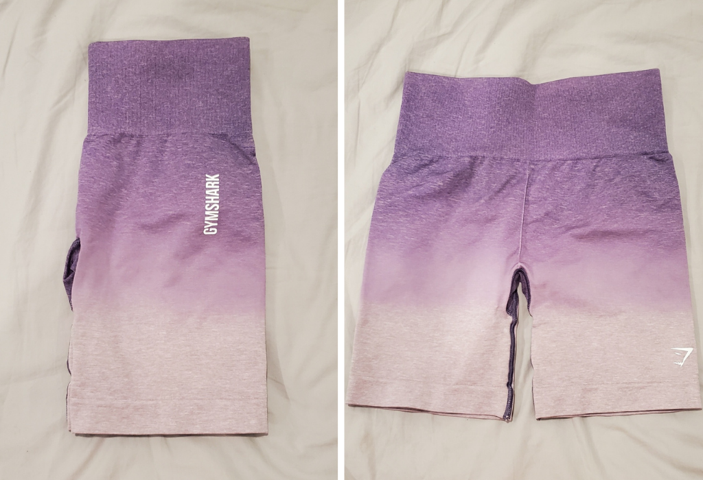 Gymshark Adapt Ombré Seamless Shorts in light purple marble/purple