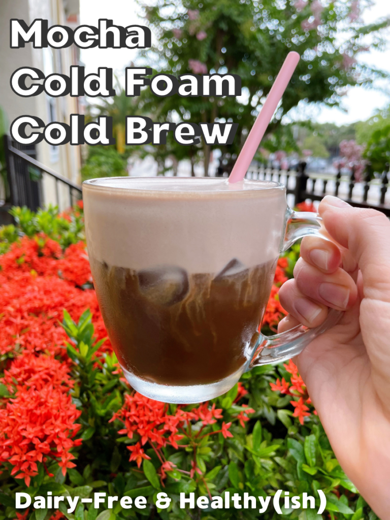 If you're looking for a healthy (ish), dairy-free, chocolate-infused coffee for summer, look no further than this mocha cold foam cold brew! | Vitality Vixens Healthy Lifestyle Blog