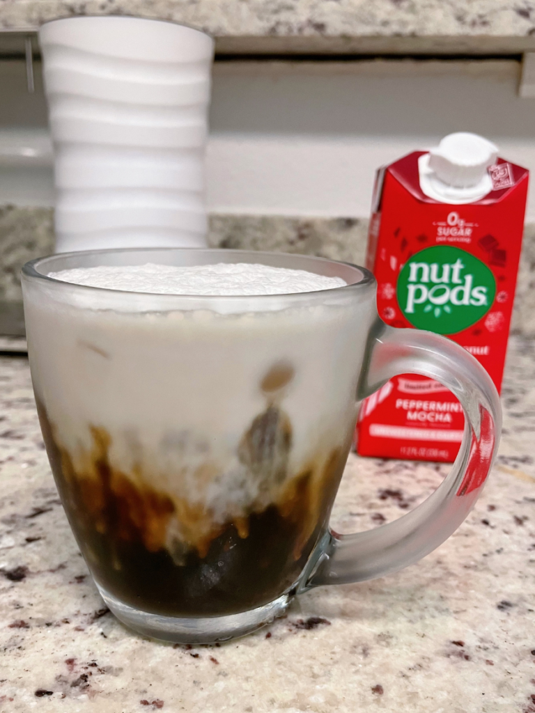 You're going to want to add this creamy, perfectly sweet (dairy-free) peppermint cold brew recipe to your holiday coffee arsenal. SO dreamy | Vitality Vixens Healthy Lifestyle Blog
