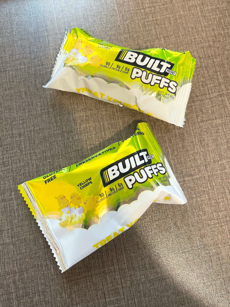 Built Puffs Yellow Chirps | Sharing our honest opinions on the latest protein bars from Built Bar: the Built Puffs! These are more like a chocolate covered marshmallow than a protein bar. | Vitality Vixens Healthy Lifestyle Blog