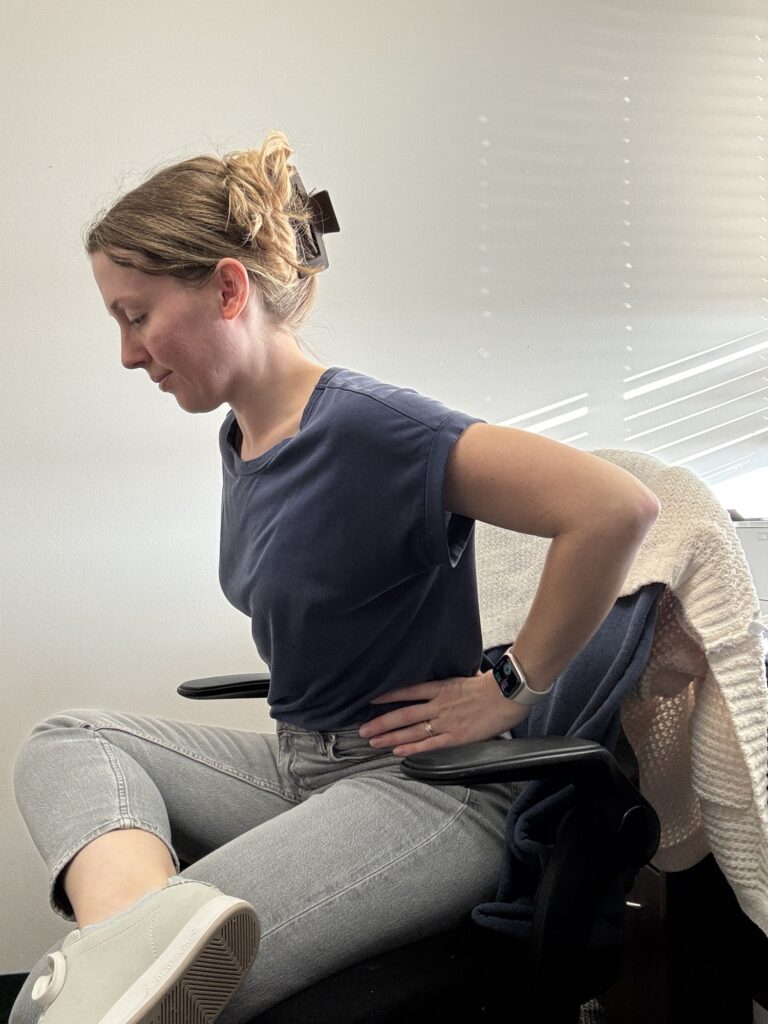 Seated Pigeon Pose | The BEST Desk Stretches (for an office job or WFH) | Vitality Vixens Healthy Lifestyle Blog